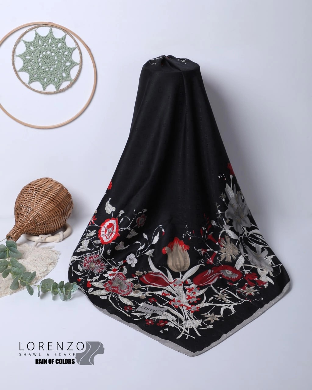 روسری ژاکارد مجلسی دور دست دوز