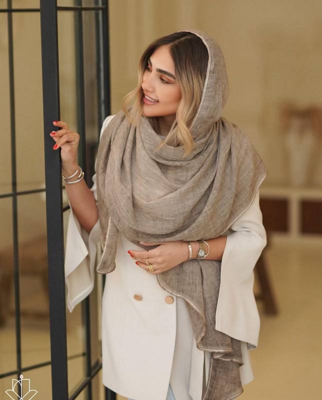 شال کتان مدل ماهی
